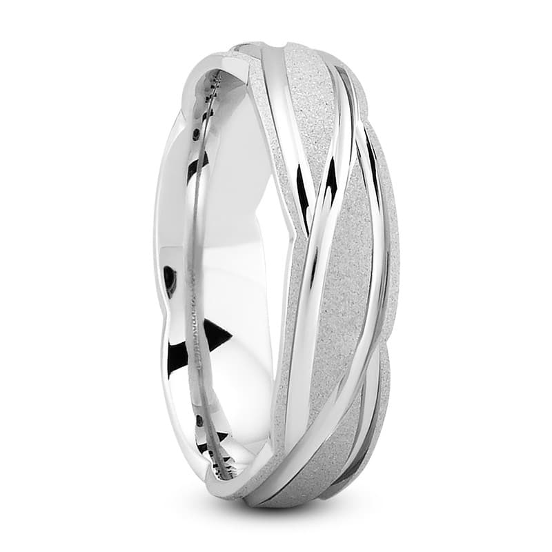 Mens 14KT White Gold Platinum Traditional Wedding Band M624