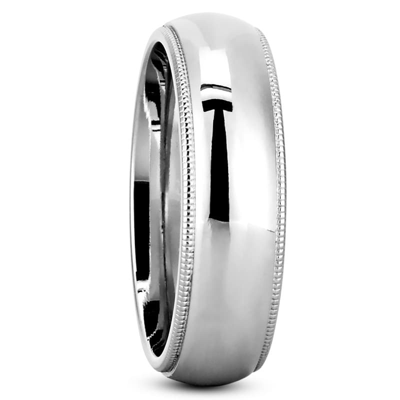 Ladies 14KT White Gold Platinum Traditional Wedding Band DCM