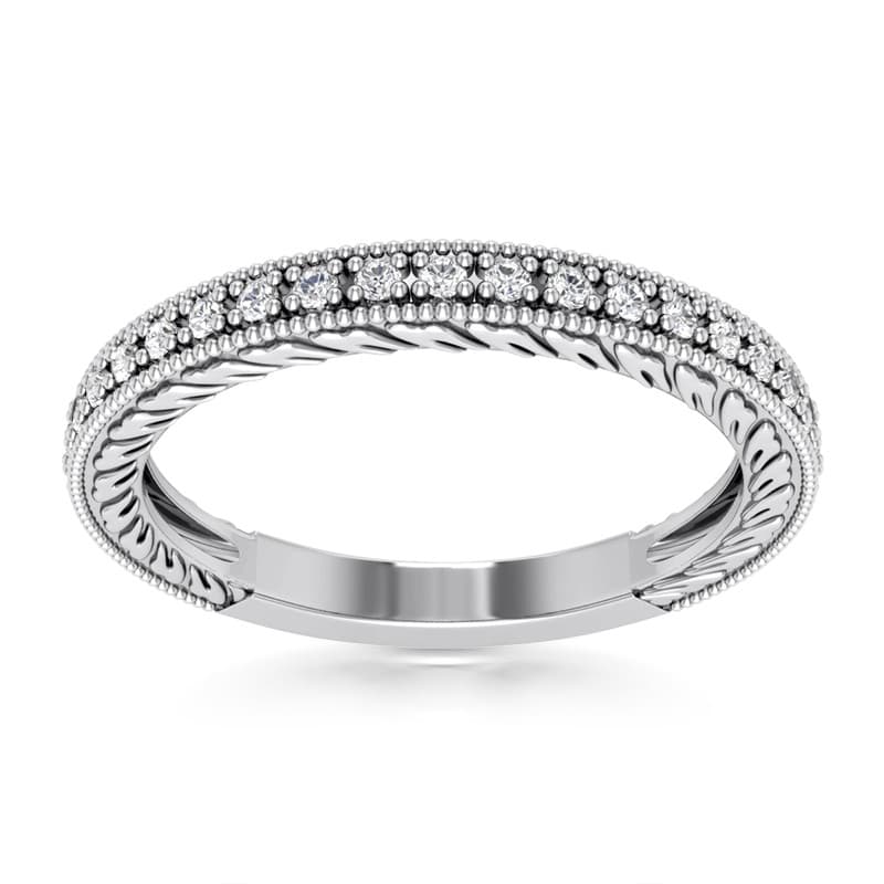 Ladies 14KT White Gold Platinum Round Diamond Wedding Band WB5388
