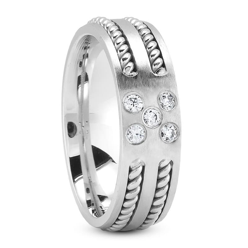 Ladies 14KT White Gold Platinum Traditional Wedding Band DB1186