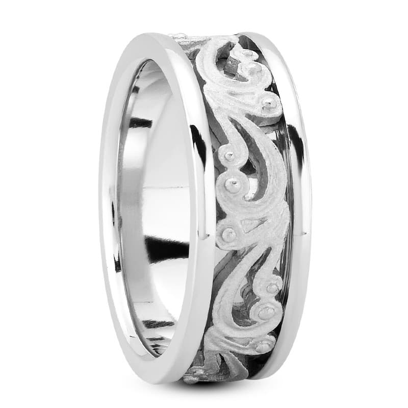 Ladies 14KT White Gold Platinum Traditional Wedding Band HM234
