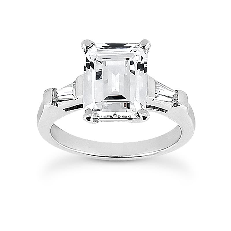 Ladies 14KT White Gold Platinum Three Stones Engagement Set ENS195-1.25-A