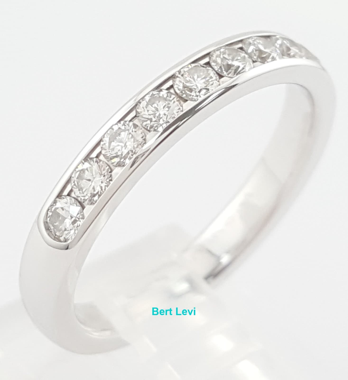 Benchmark Round Diamond Half Circle Channel Wedding Band Ring 14k Gold 0.48 ct