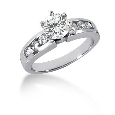 Ladies 14KT White Gold Platinum Fancy Engagement Set ENS523-A