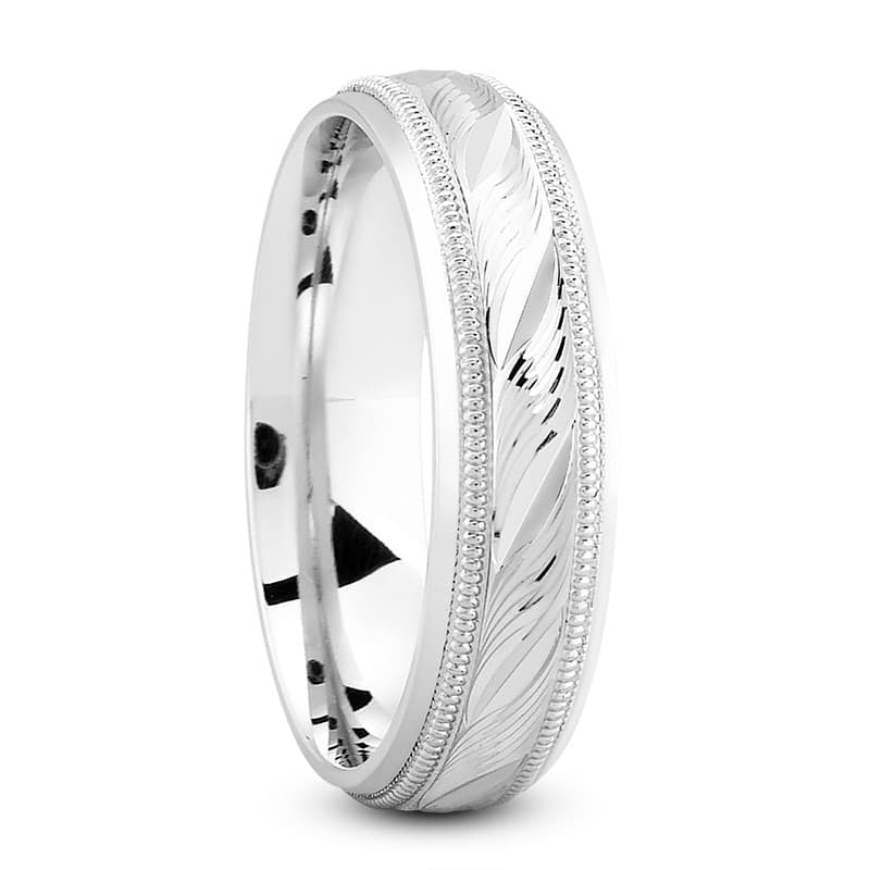 Mens 14KT White Gold Platinum Traditional Wedding Band M649