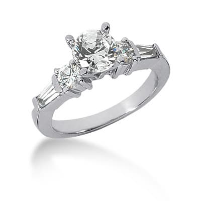 Ladies 14KT White Gold Platinum Tailored Engagement Set ENS745-A