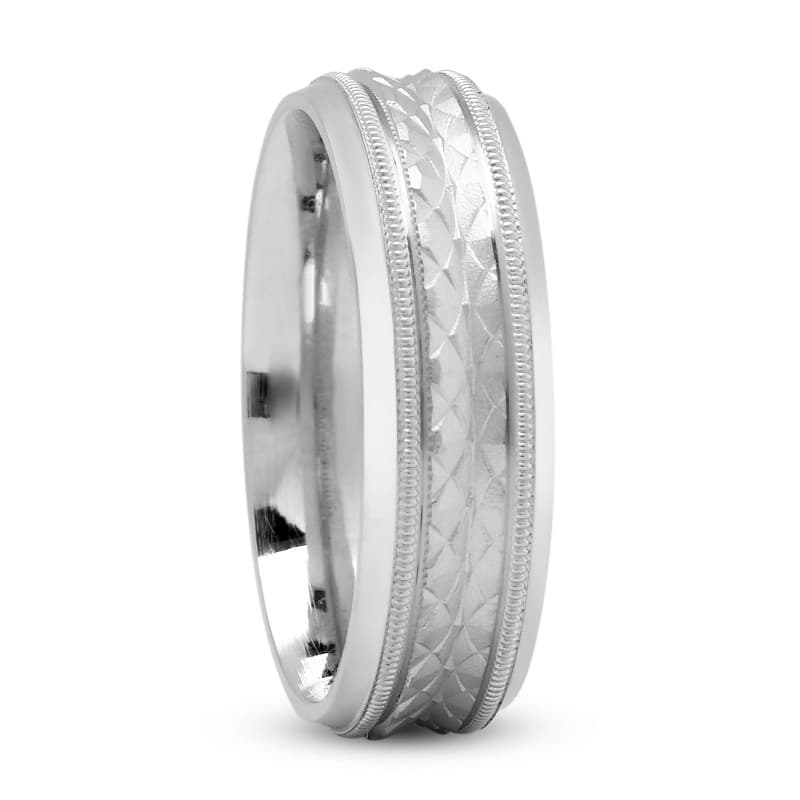 Mens 14KT White Gold Platinum Traditional Wedding Band M538