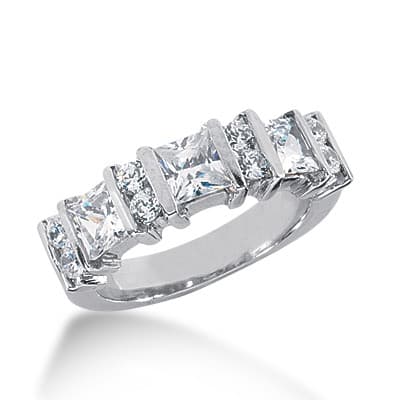 Ladies 14KT White Gold Platinum Diamond Wedding Band WB1030