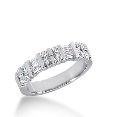 Ladies 14KT White Gold Platinum Diamond Wedding Band WB1801