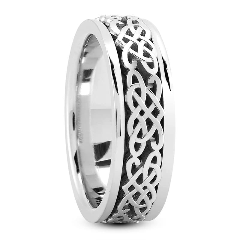 Mens 14KT White Gold Platinum Traditional Wedding Band M403