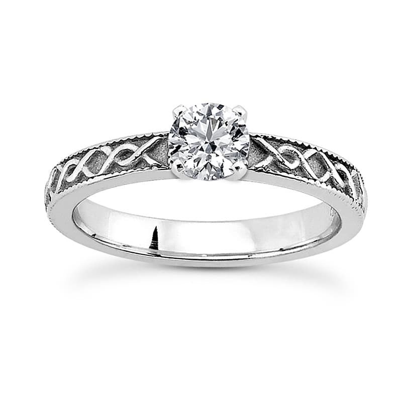 Ladies 14KT White Gold Platinum Solitaire Engagement Set ENS3613-A