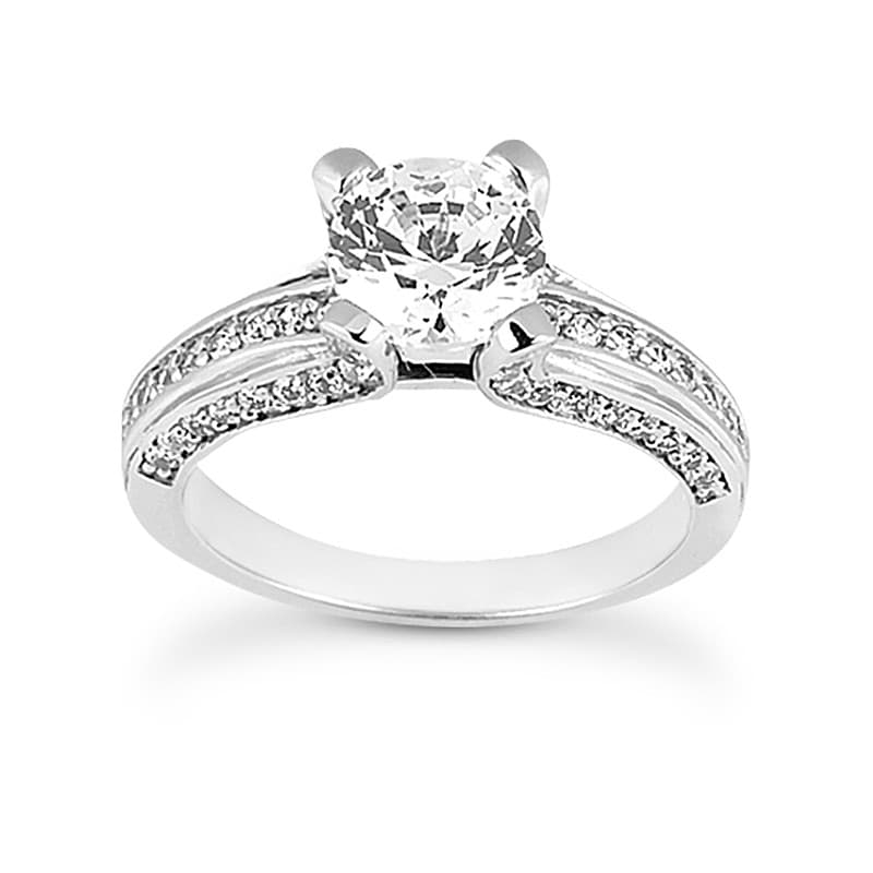 Ladies 14KT White Gold Platinum Fancy Engagement Set ENS805-A