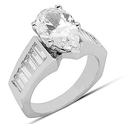 Ladies 14KT White Gold Platinum Fancy Engagement Ring ENR3677