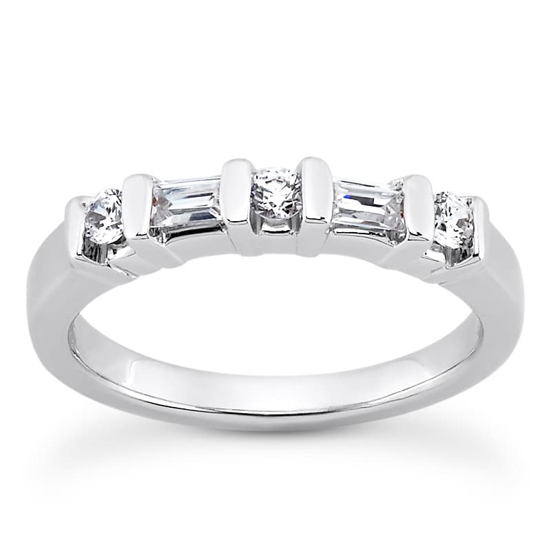 Ladies 14KT White Gold Platinum Diamond Wedding Band WB1489