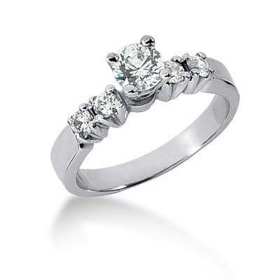 Ladies 14KT White Gold Platinum Round Diamond Tailored Engagement Set ENS534-A