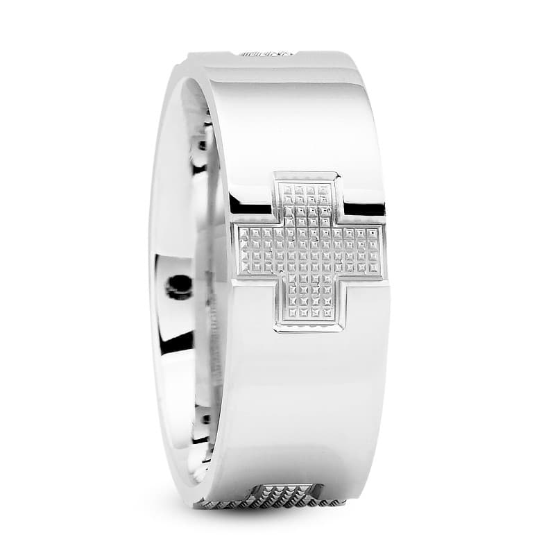 Mens 14KT White Gold Platinum Traditional Wedding Band M810
