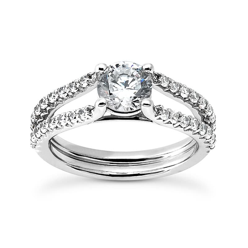 Ladies 14KT White Gold Platinum Fancy Engagement Set ENS2058-1.50-A