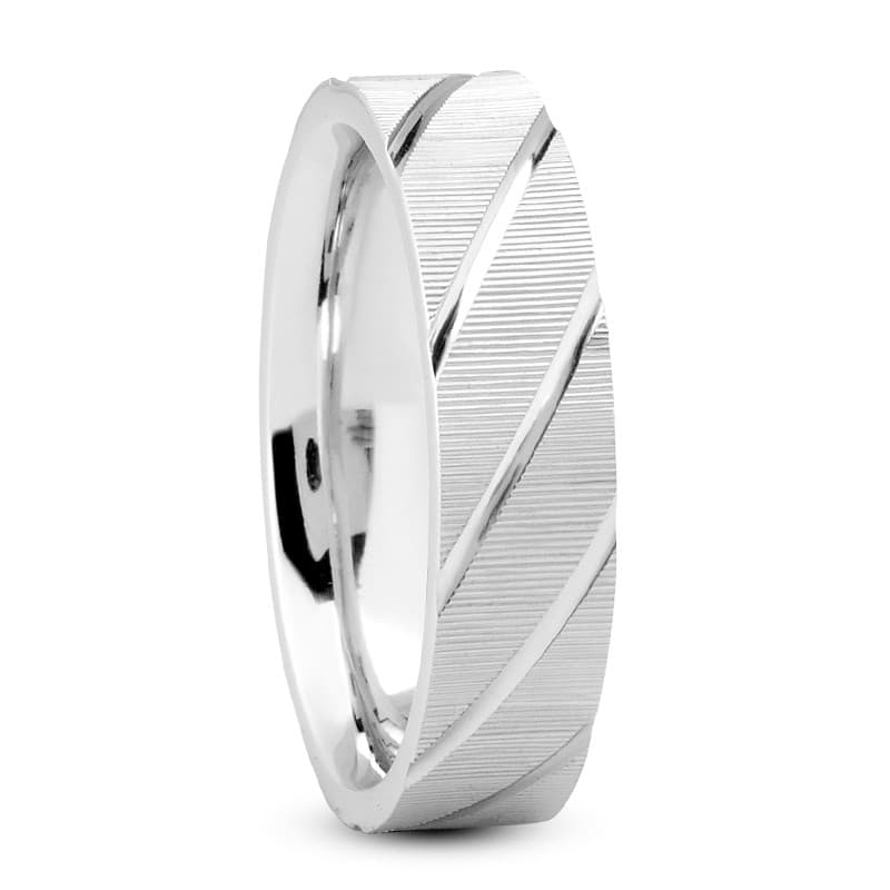 Mens 14KT White Gold Platinum Traditional Wedding Band M269
