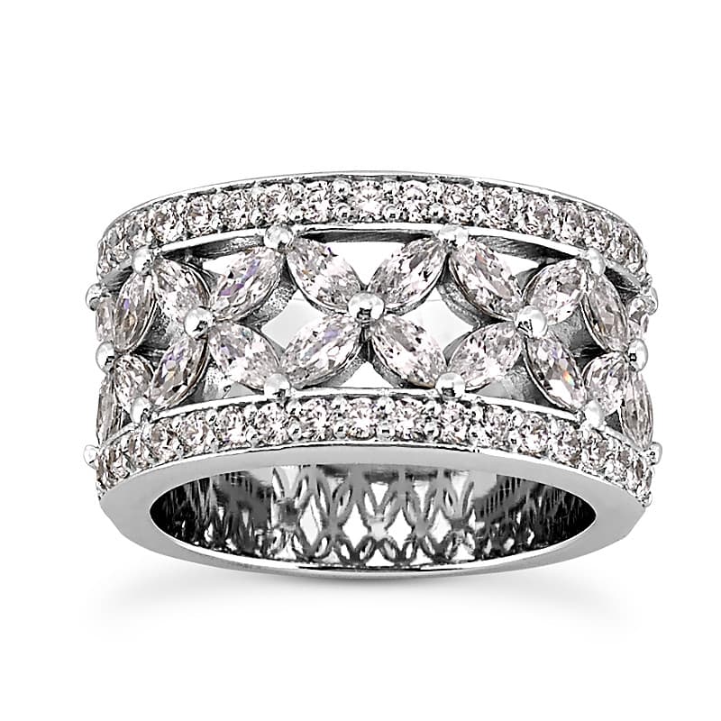 Ladies 14KT White Gold Platinum Diamond Wedding Band WB5167