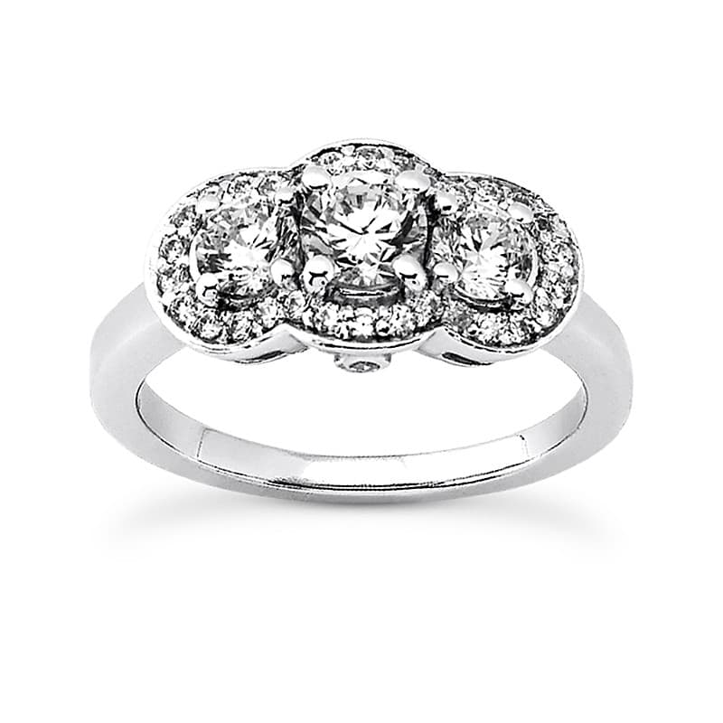 Ladies 14KT White Gold Platinum Three Stones Engagement Set ENS1881-A
