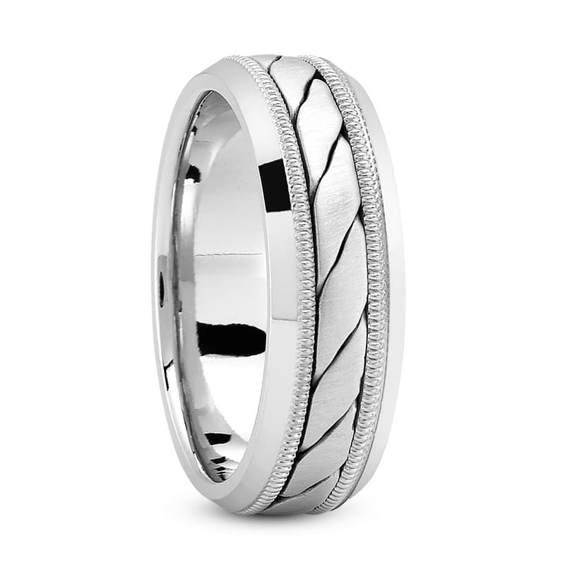 Ladies 14KT White Gold Platinum Traditional Wedding Band HM305