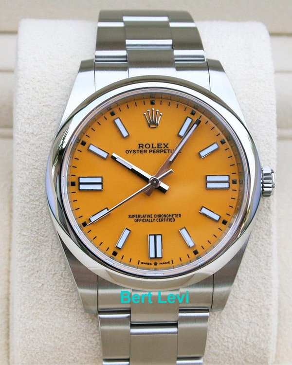 ROLEX 124300 OYSTER PERPETUAL YELLOW DIAL WATCH