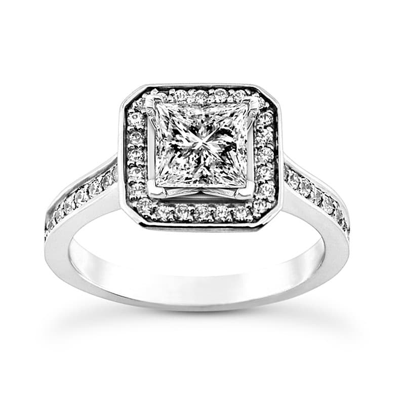 Ladies 14KT White Gold Platinum Round Diamond Tailored Engagement Set ENS3261-A