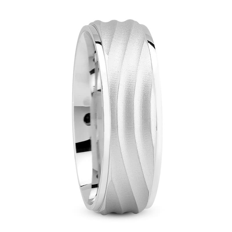 Mens 14KT White Gold Platinum Traditional Wedding Band M811