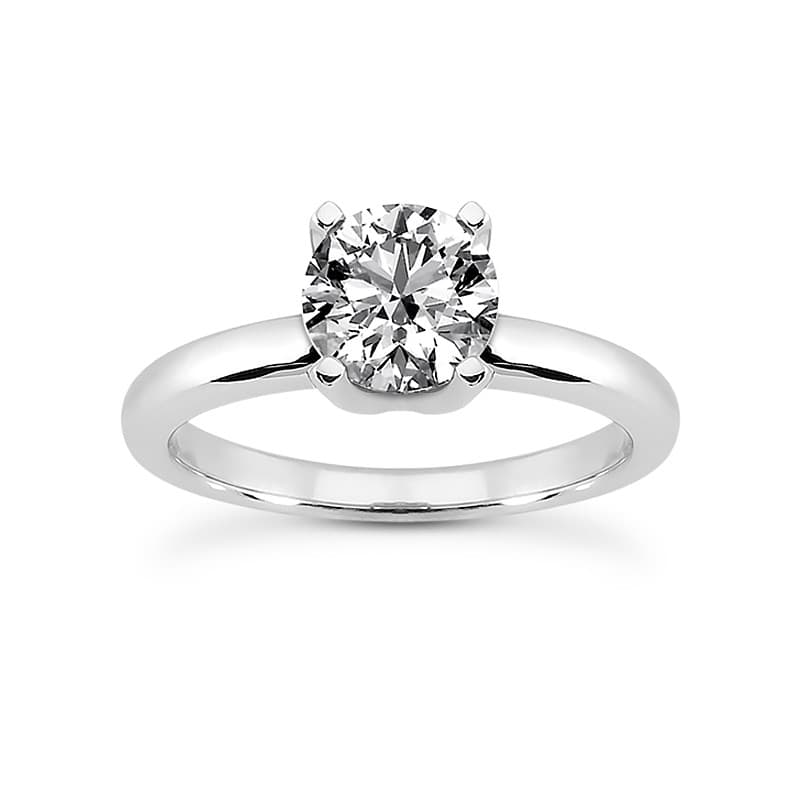 Ladies 14KT White Gold Platinum Round Diamond Solitaire Engagement Set ENS1483-A