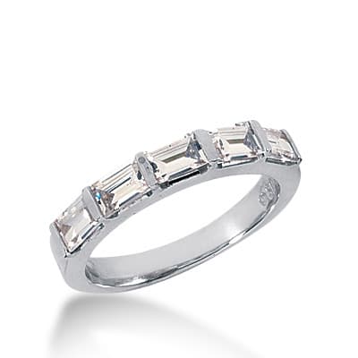 Ladies 14KT White Gold Platinum Diamond Wedding Band WB1603