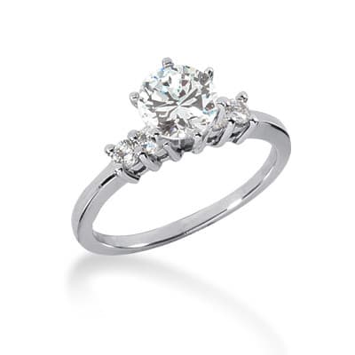 Ladies 14KT White Gold Platinum Fancy Engagement Set ENS139-A
