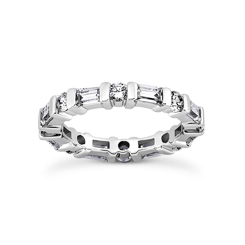 Ladies 14KT White Gold Platinum Eternity Wedding Band EWB175-4