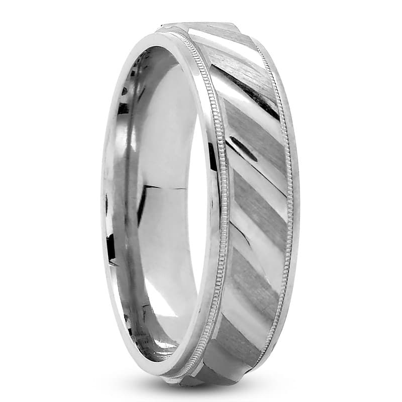 Mens 14KT White Gold Platinum Traditional Wedding Band M186