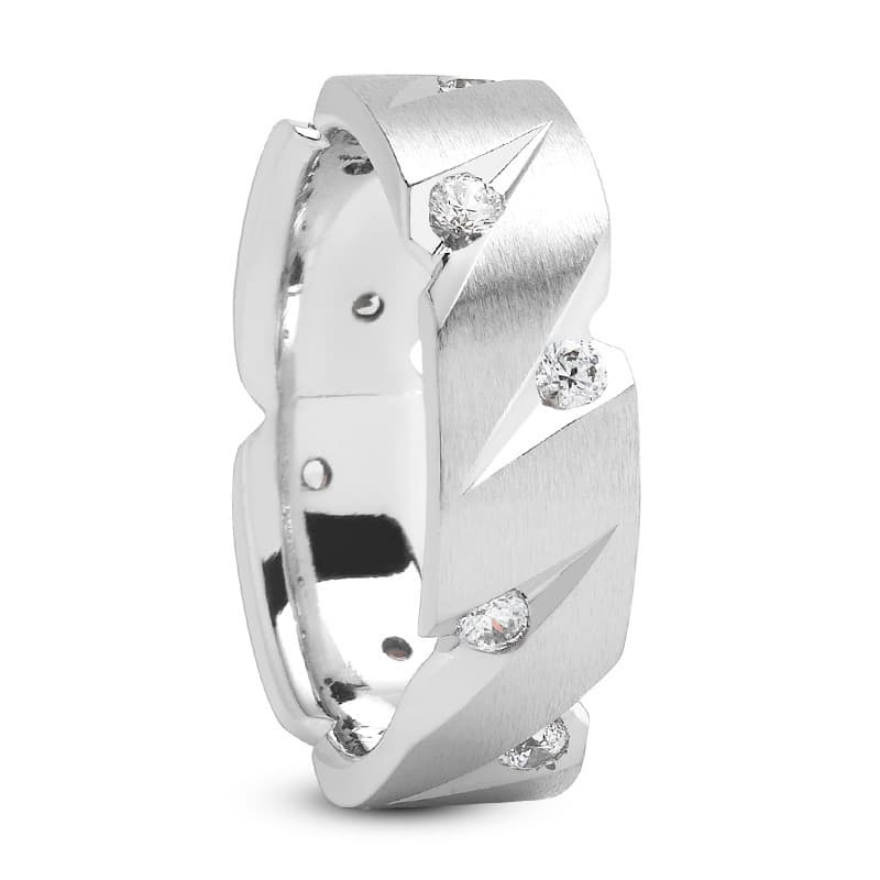 Ladies 14KT White Gold Platinum Traditional Wedding Band DB1075-7-RD