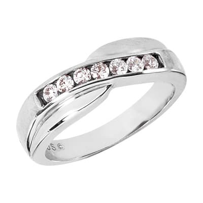 Ladies 14KT White Gold Platinum Wedding Band Set WBS229-G