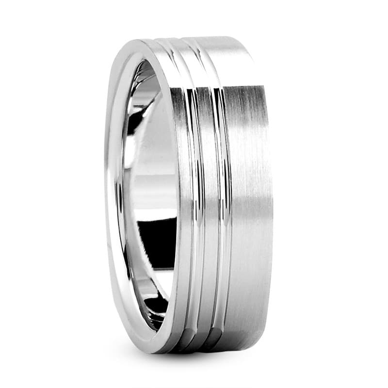 Mens 14KT White Gold Platinum Traditional Wedding Band MSQ471