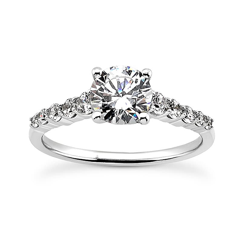 Ladies White Gold Platinum Round Diamond Tailored Engagement Set ENS2258-1.50-A