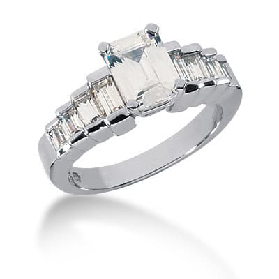 Ladies 14KT White Gold Platinum Fancy Engagement Set ENS635-A