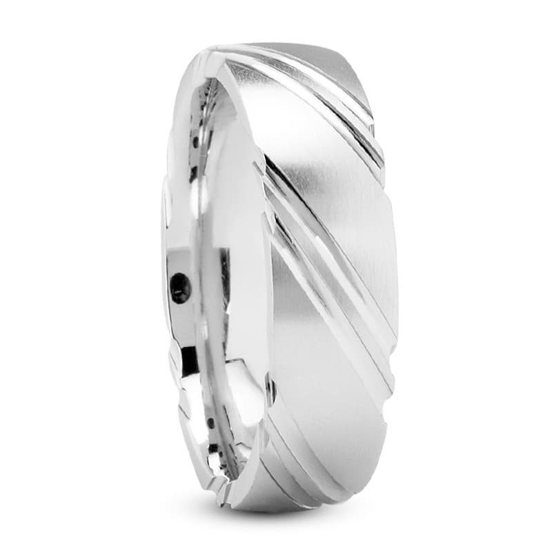 Mens 14KT White Gold Platinum Traditional Wedding Band M411