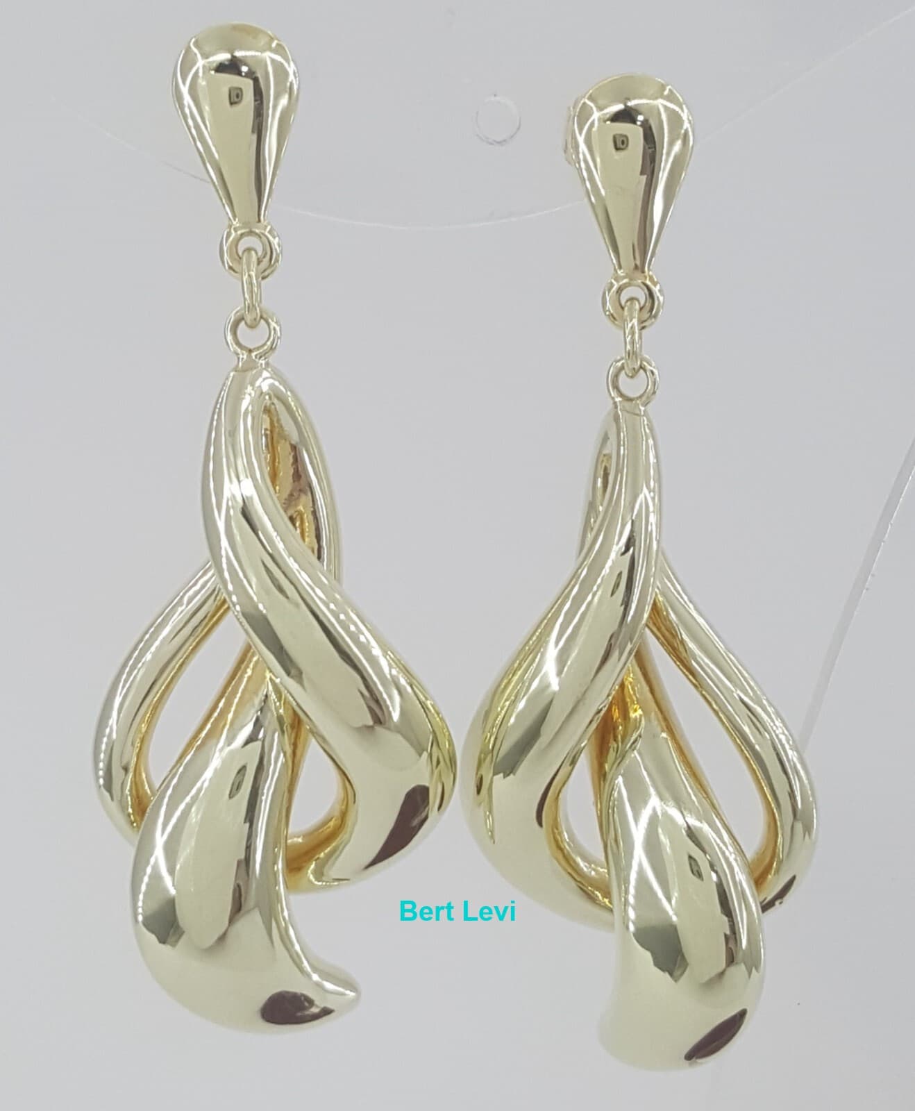 14k Yellow Gold Drop Dangle Earrings 1.75" 5.4 Grams