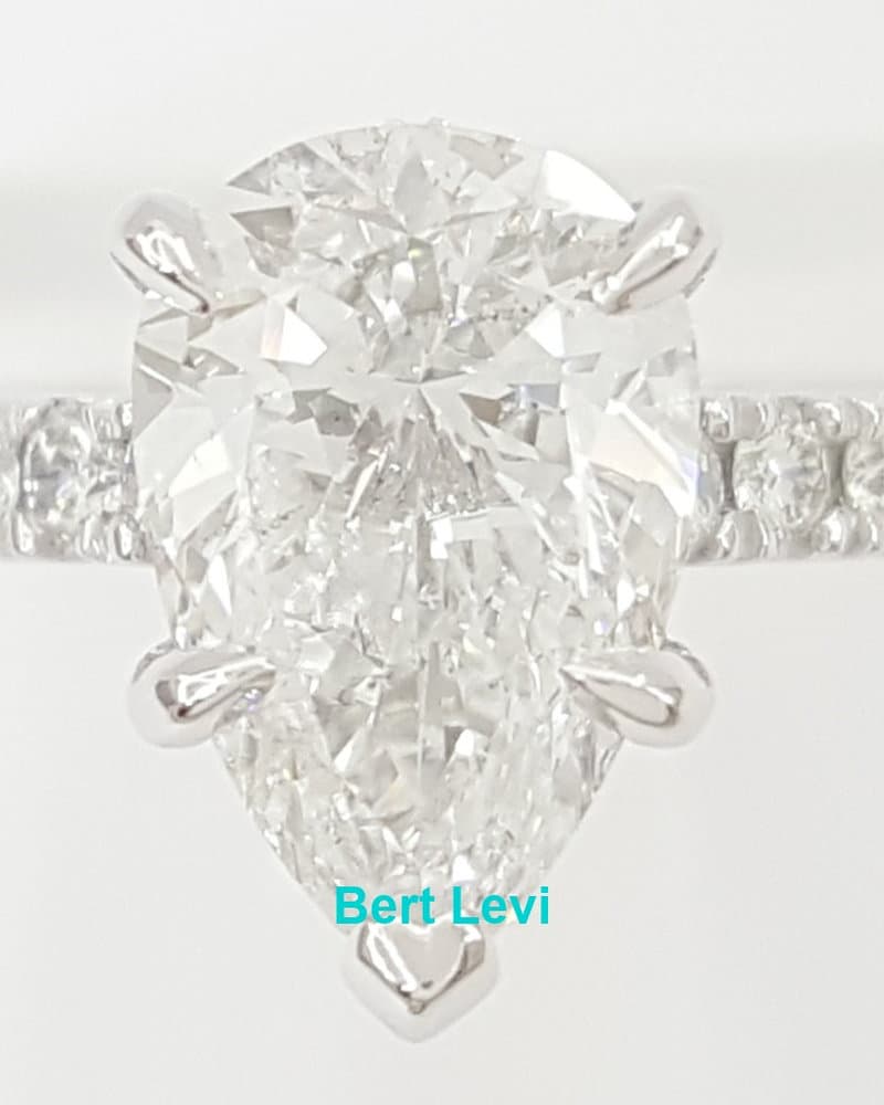 Pear Diamond Hidden Halo Engagement Ring Platinum 2.13 ct Rtl $14,500