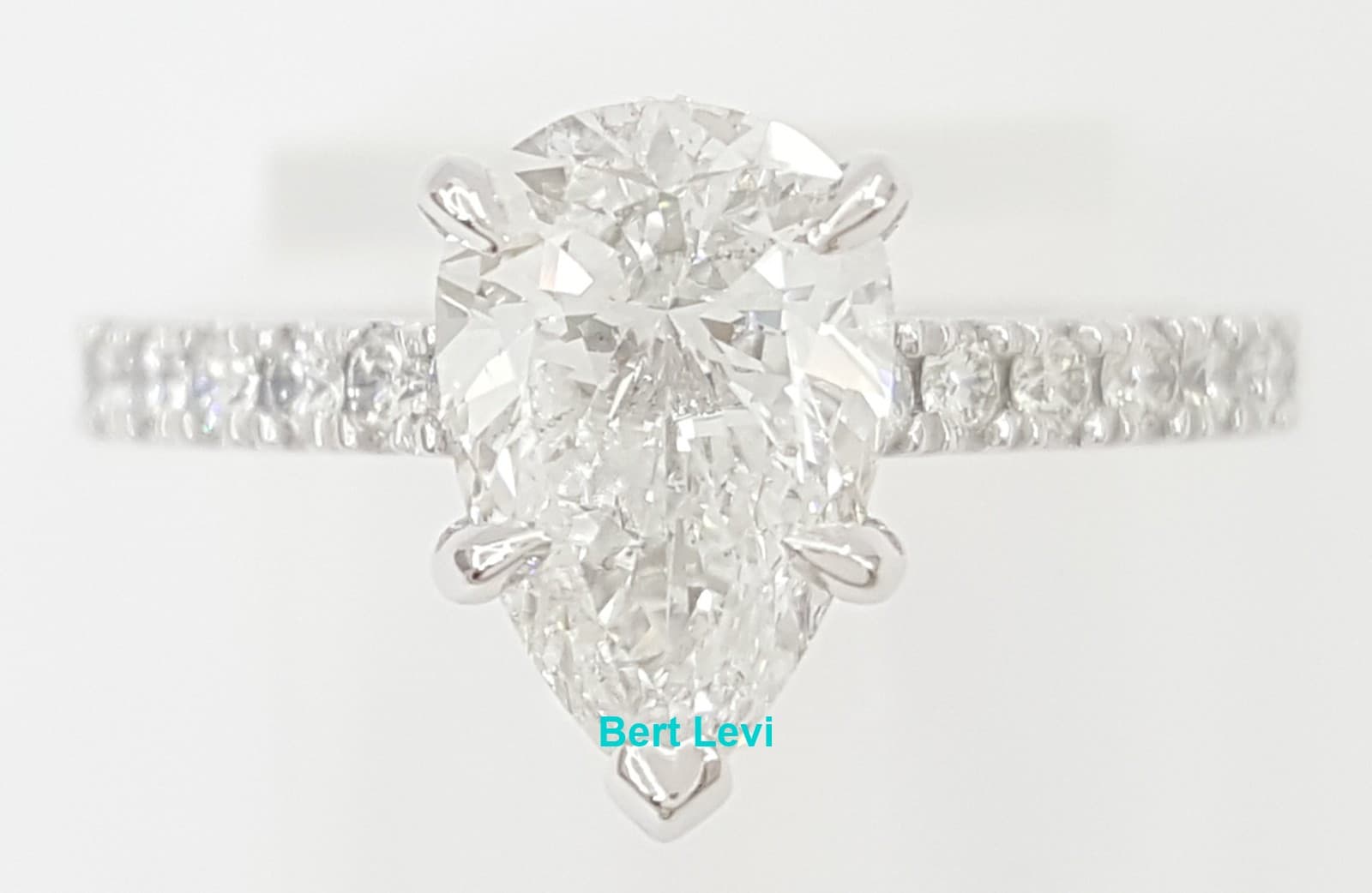 Pear Diamond Hidden Halo Engagement Ring Platinum 2.13 ct Rtl $14,500