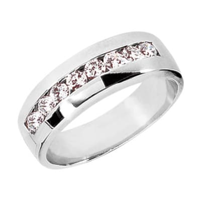 Ladies 14KT White Gold Platinum Round Diamond Wedding Band Set WBS142-G