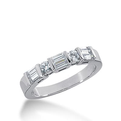 Ladies 14KT White Gold Platinum Diamond Wedding Band WB1119
