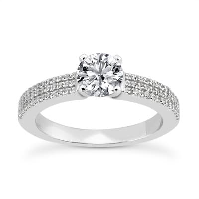 Ladies 14KT White Gold Platinum Fancy Engagement Set ENS3317-A