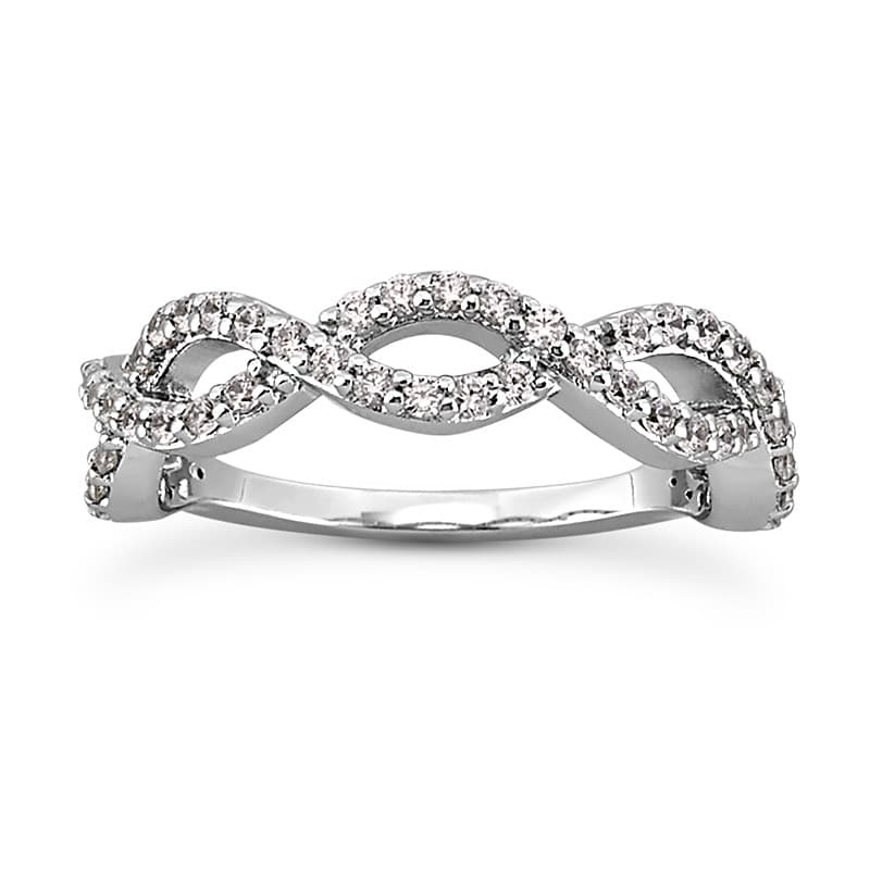 Ladies 14KT White Gold Platinum Round Diamond Wedding Band WB5339