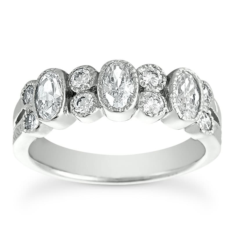 Ladies 14KT White Gold Platinum Diamond Wedding Band WB2411