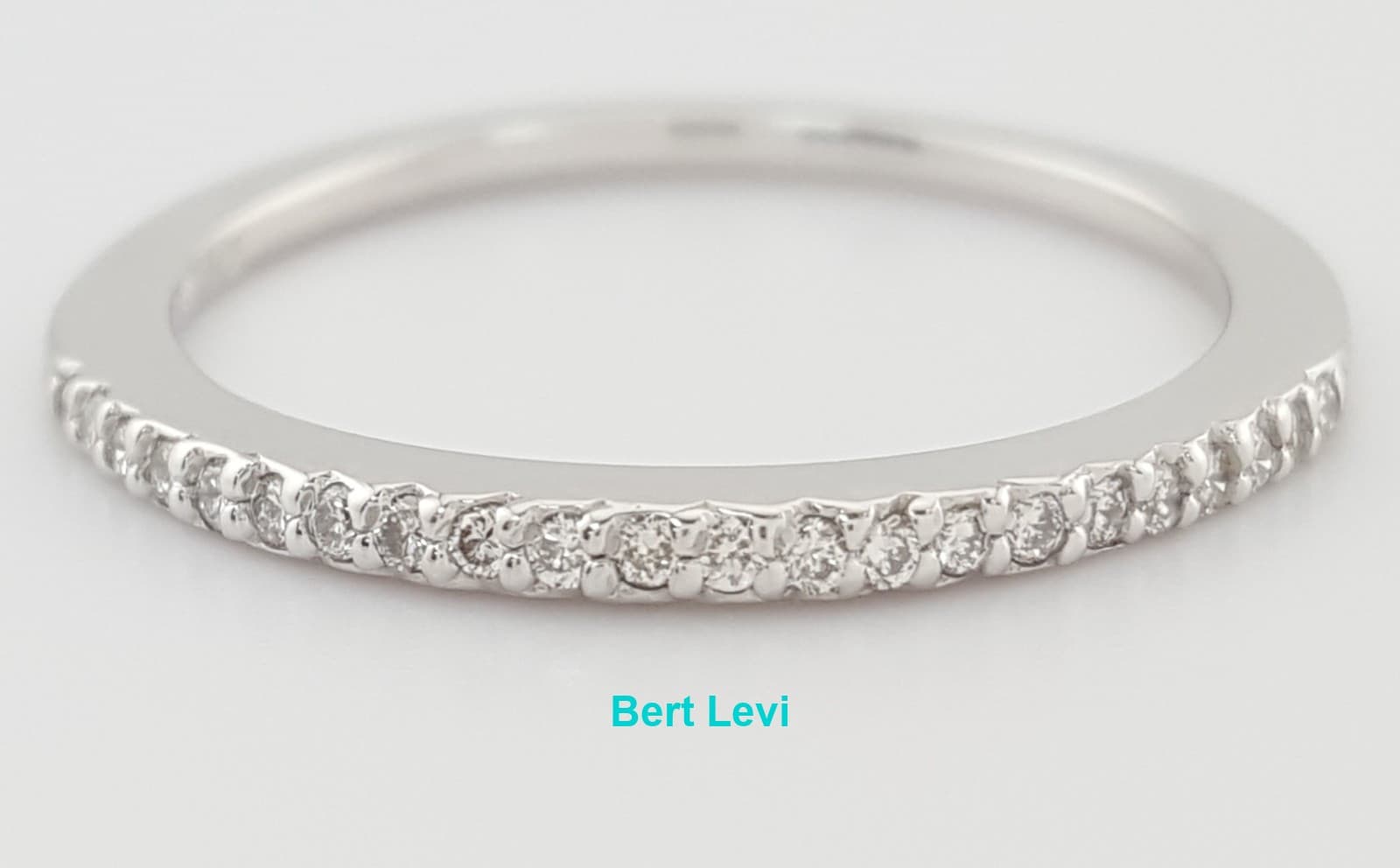 Half Circle Round Diamond Wedding Band 0.16 ct 14k White Gold 1.5 mm