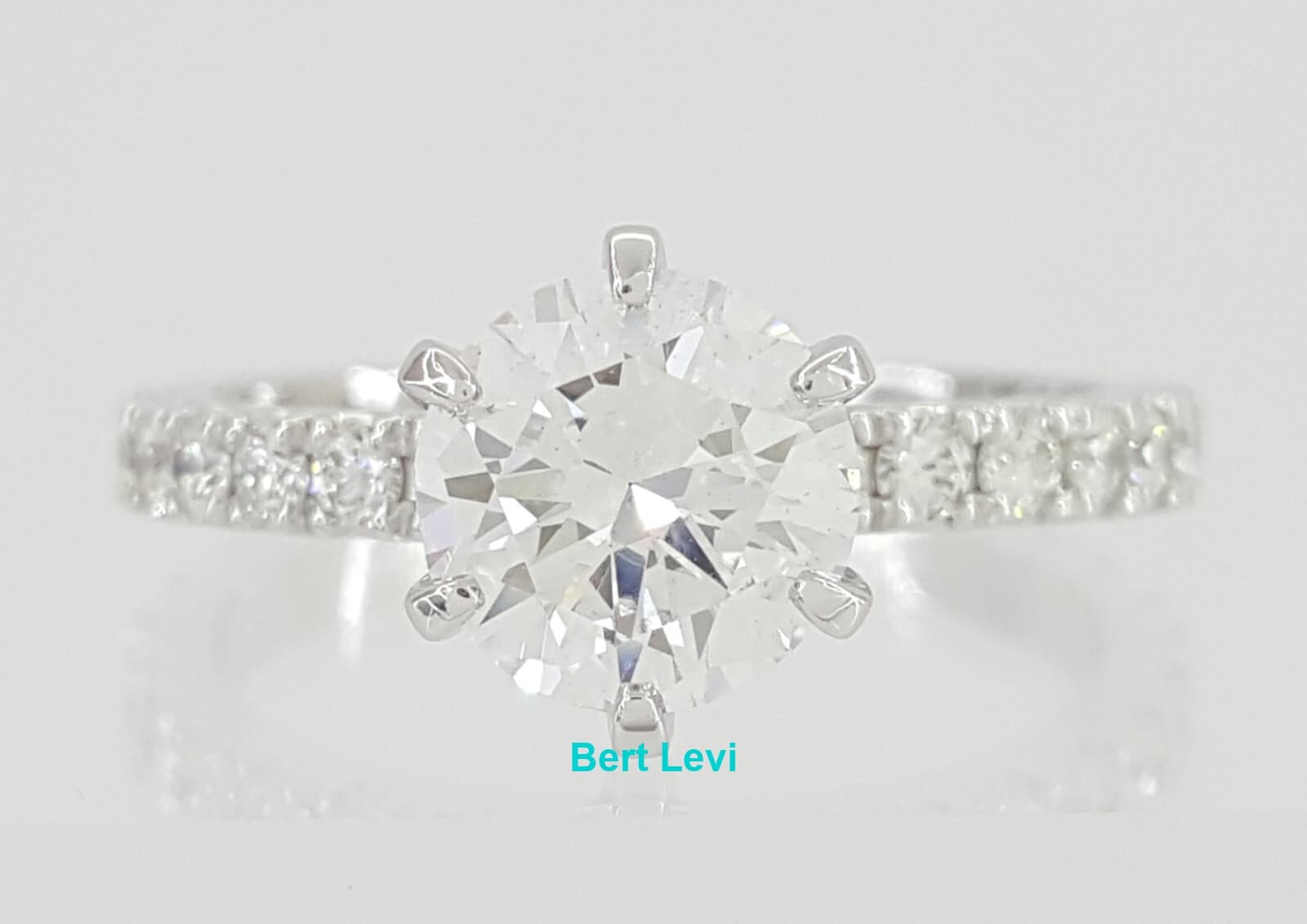 Round Brilliant Cut Diamond Platinum Pave Engagement Ring 2.1 ct
