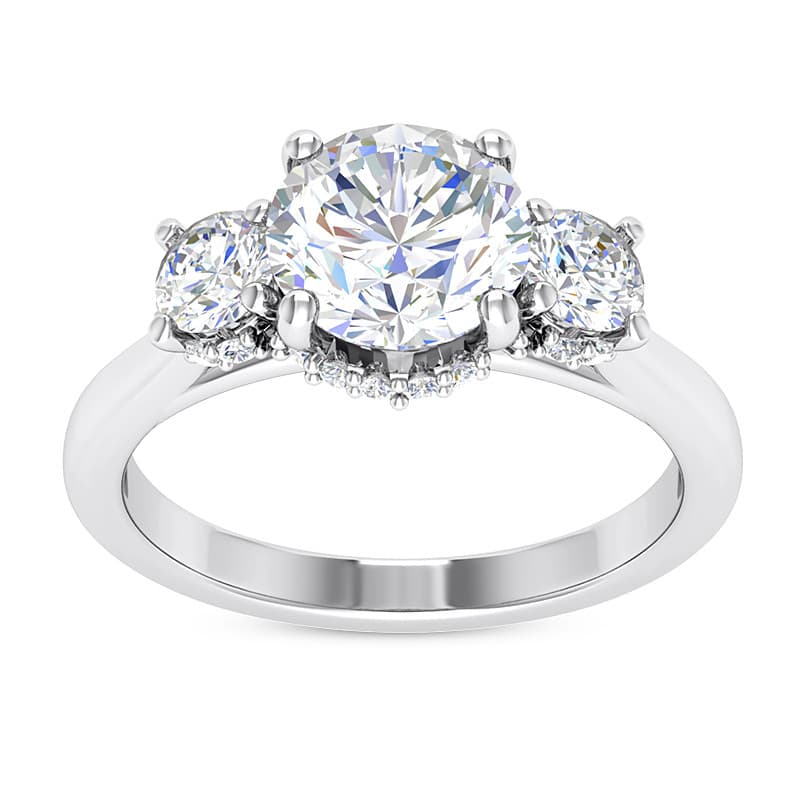 Ladies 14KT White Gold Platinum Round Diamond Engagement Rings ENR9753-1.5-RD
